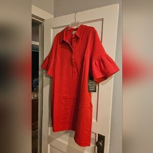 Tuckernuck Red Ruffle Sleeve Dress, NWT, Size XXL